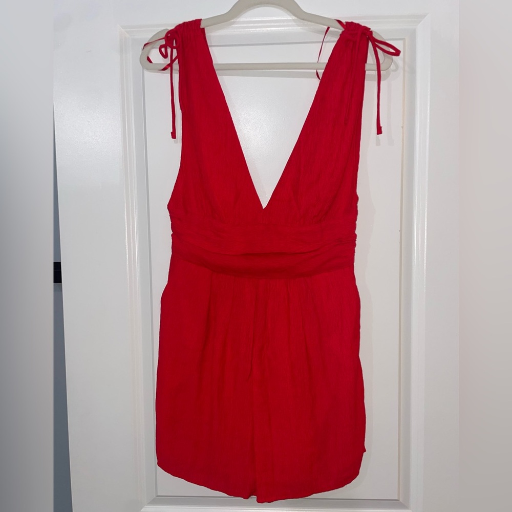 Vibrant Red Sleeveless Romper